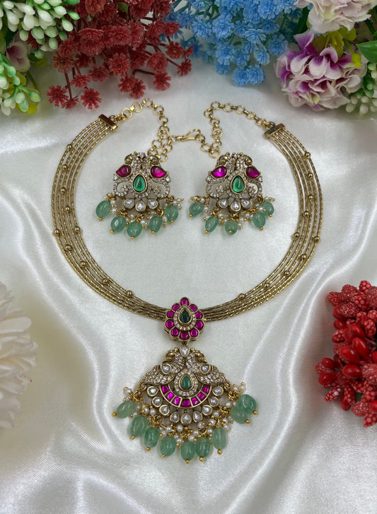 Pakhi Victorian Necklace Set close-up view