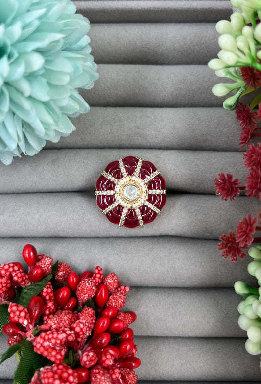 Ruchi Moissanite Kundan Ring