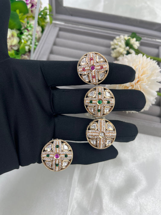 Mystic Bloom Moissanite Kundan Ring