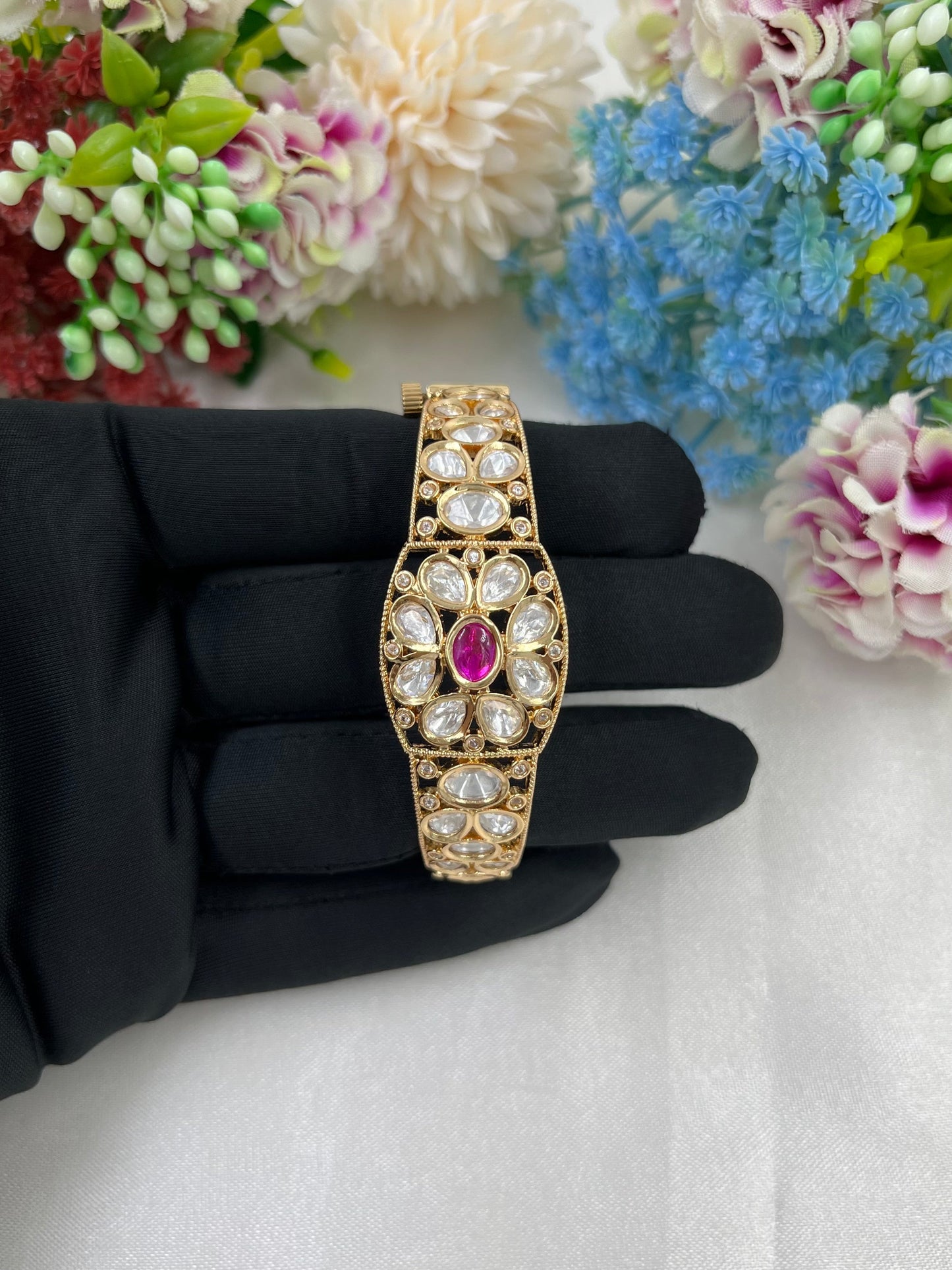 Renu Moissanite Kundan bracelet (Openable)