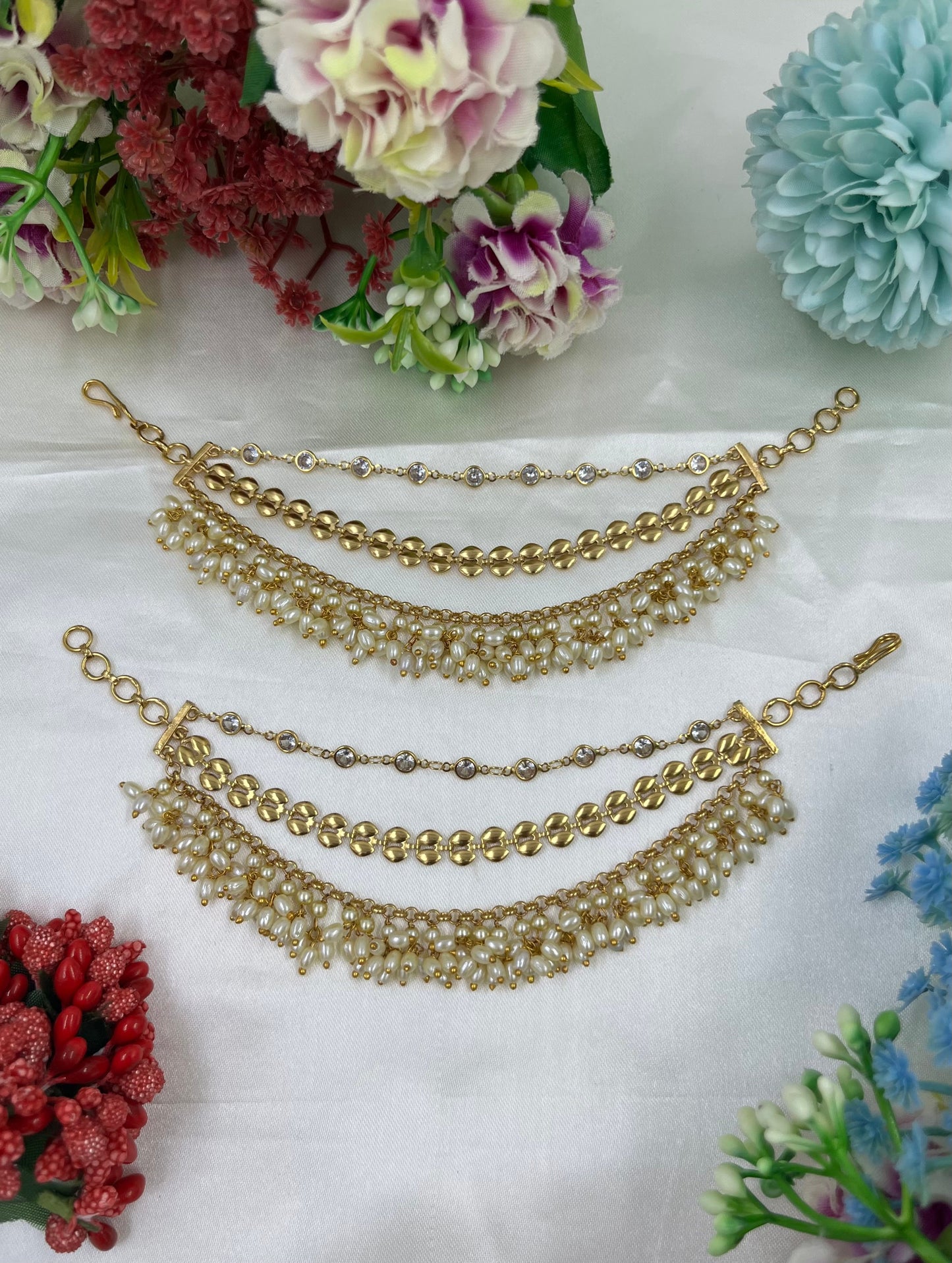 Bhagyashree Antique Gold Ear Chain