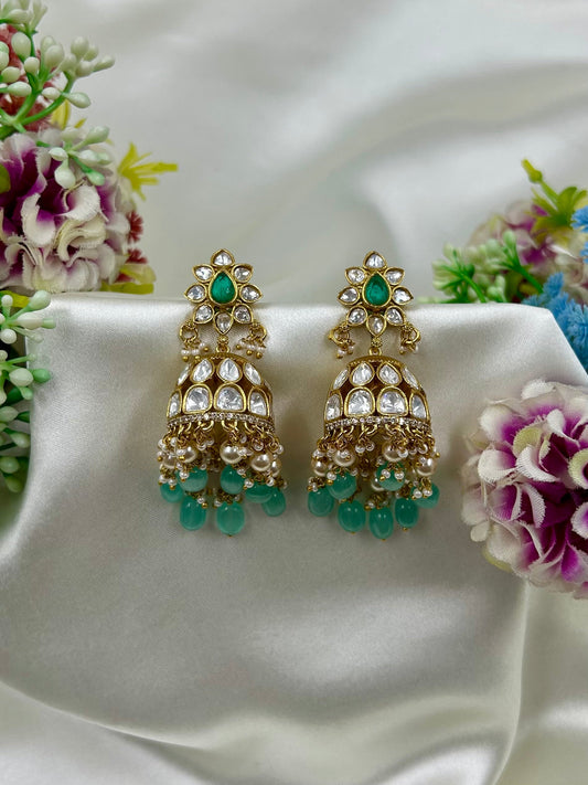 Madhuri Kundan Earrings close-up view