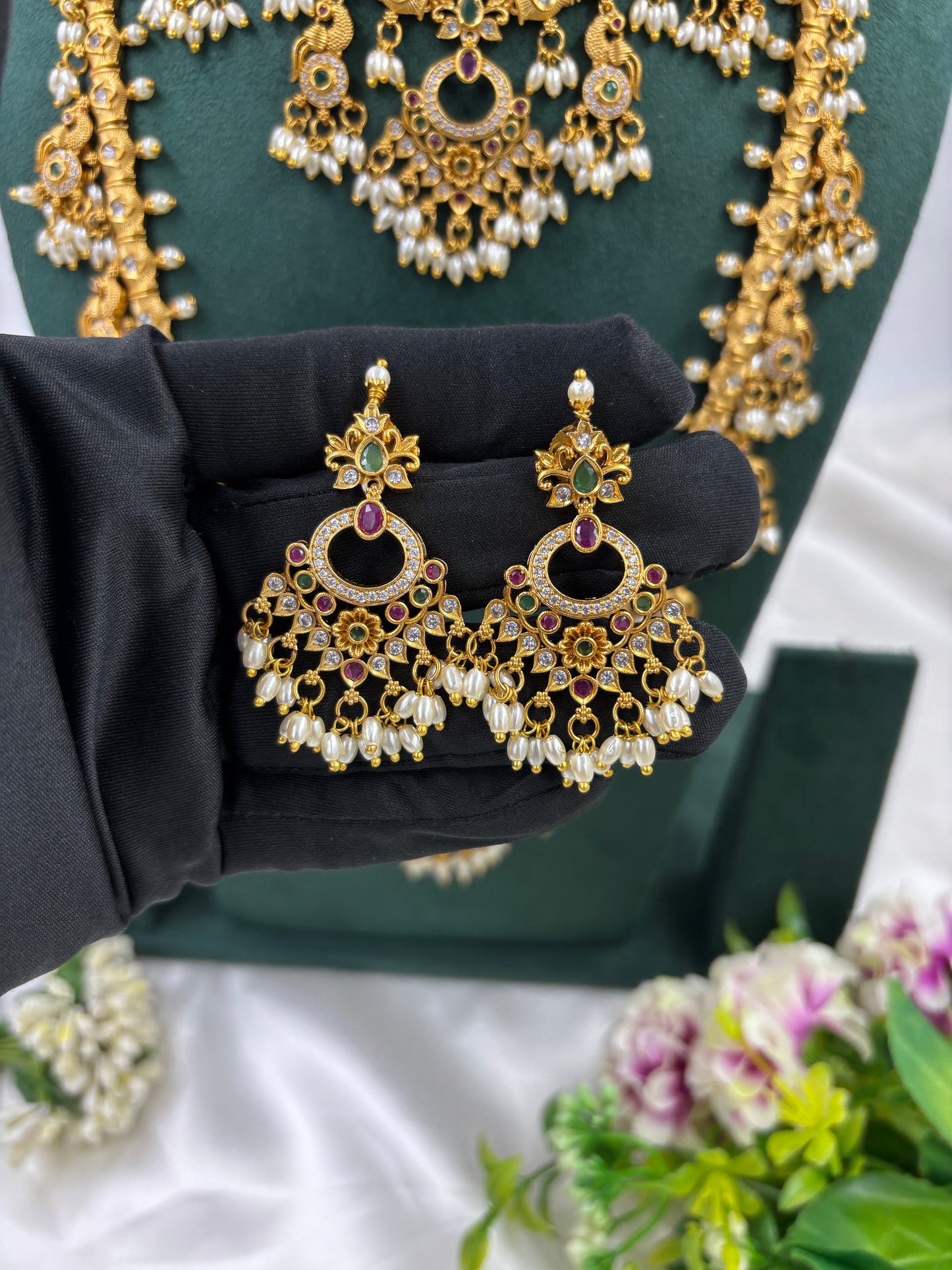 AMRAPALI TRADITIONAL GOLD PLATED COMBO SET