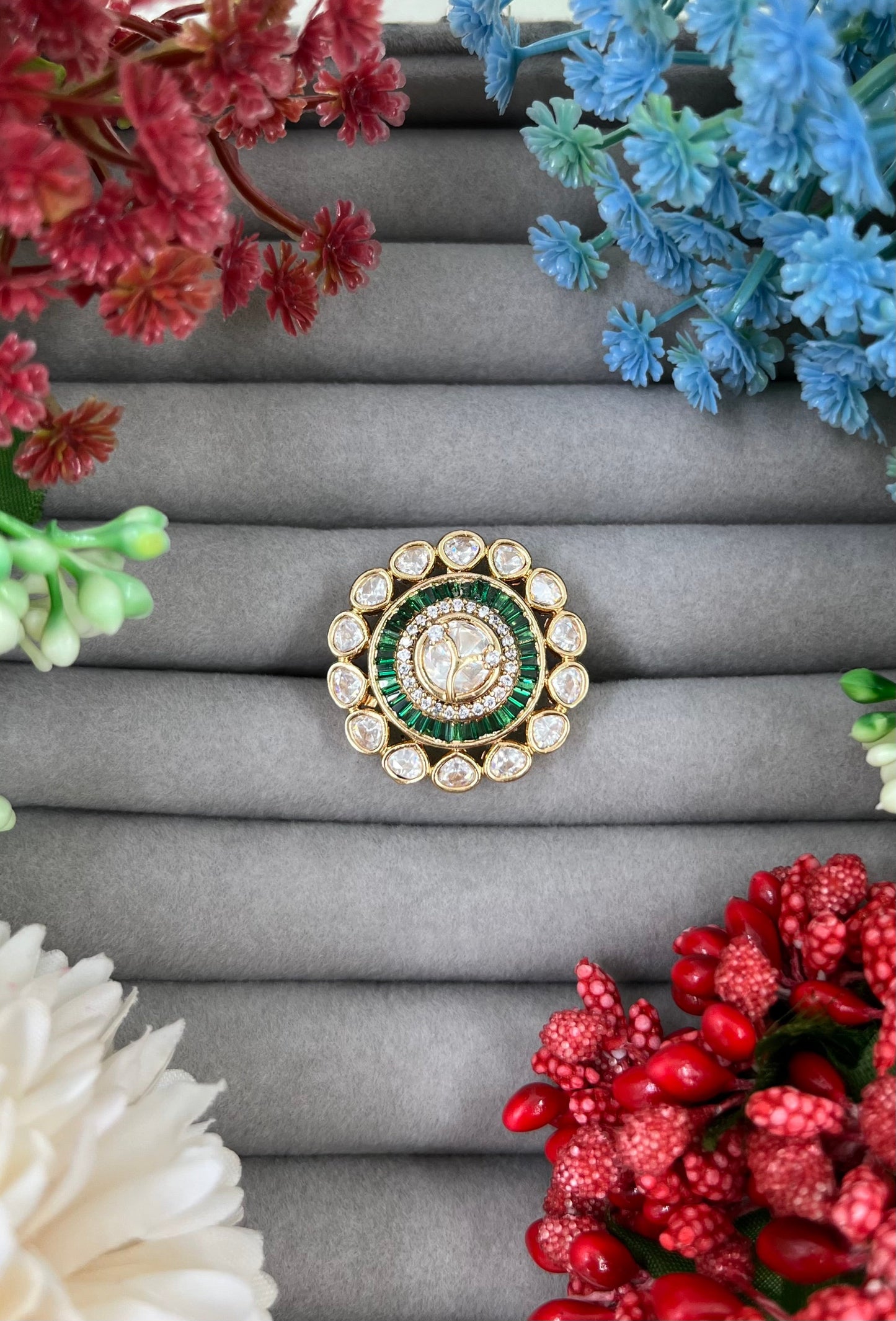Ritu Arya Polki Moissanite Kundam Finger Ring