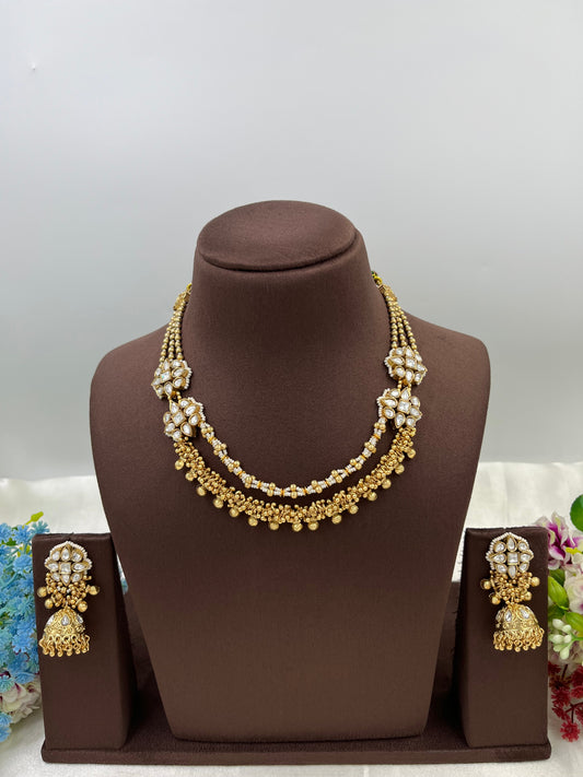 Rishika Premium Antique Gold Necklace Set