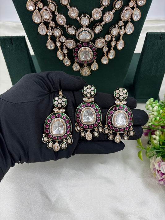 Rihanna Three Layring Moissanite Long Necklace