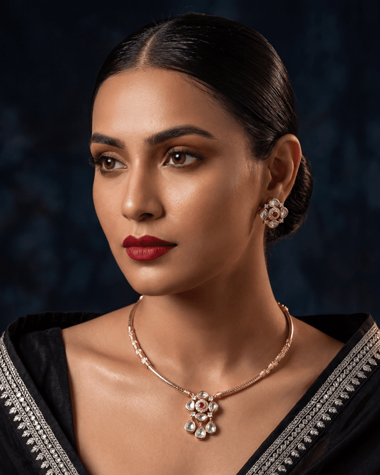Maira Moissanite Necklace Set close-up view