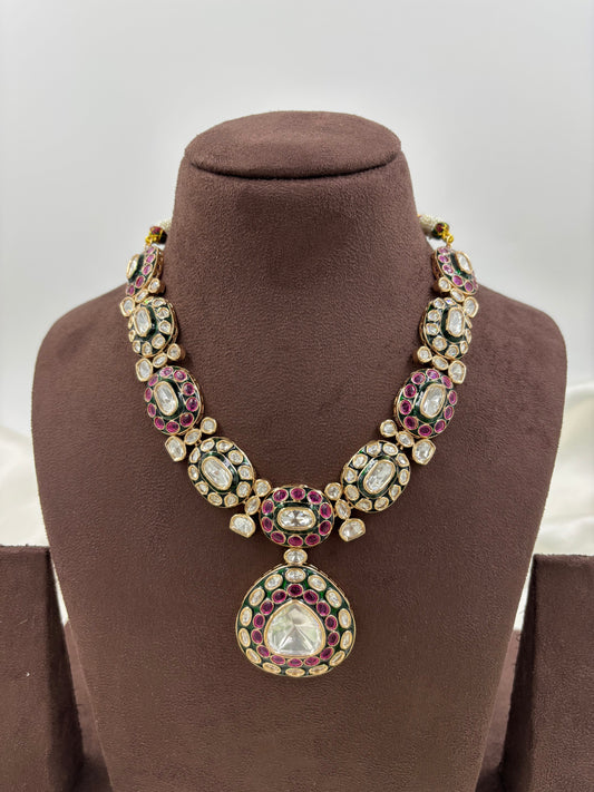 Sovereign Brass Moissanite Kundan Radiance Necklace