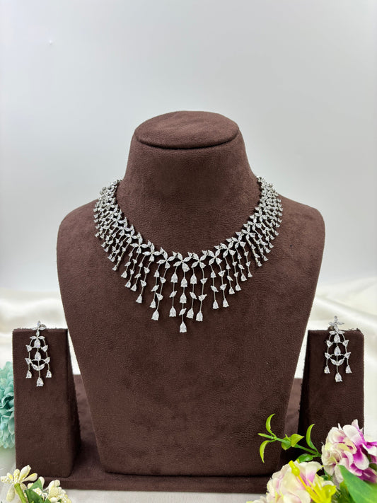 RUHANA American Diamond Necklace Set close-up view