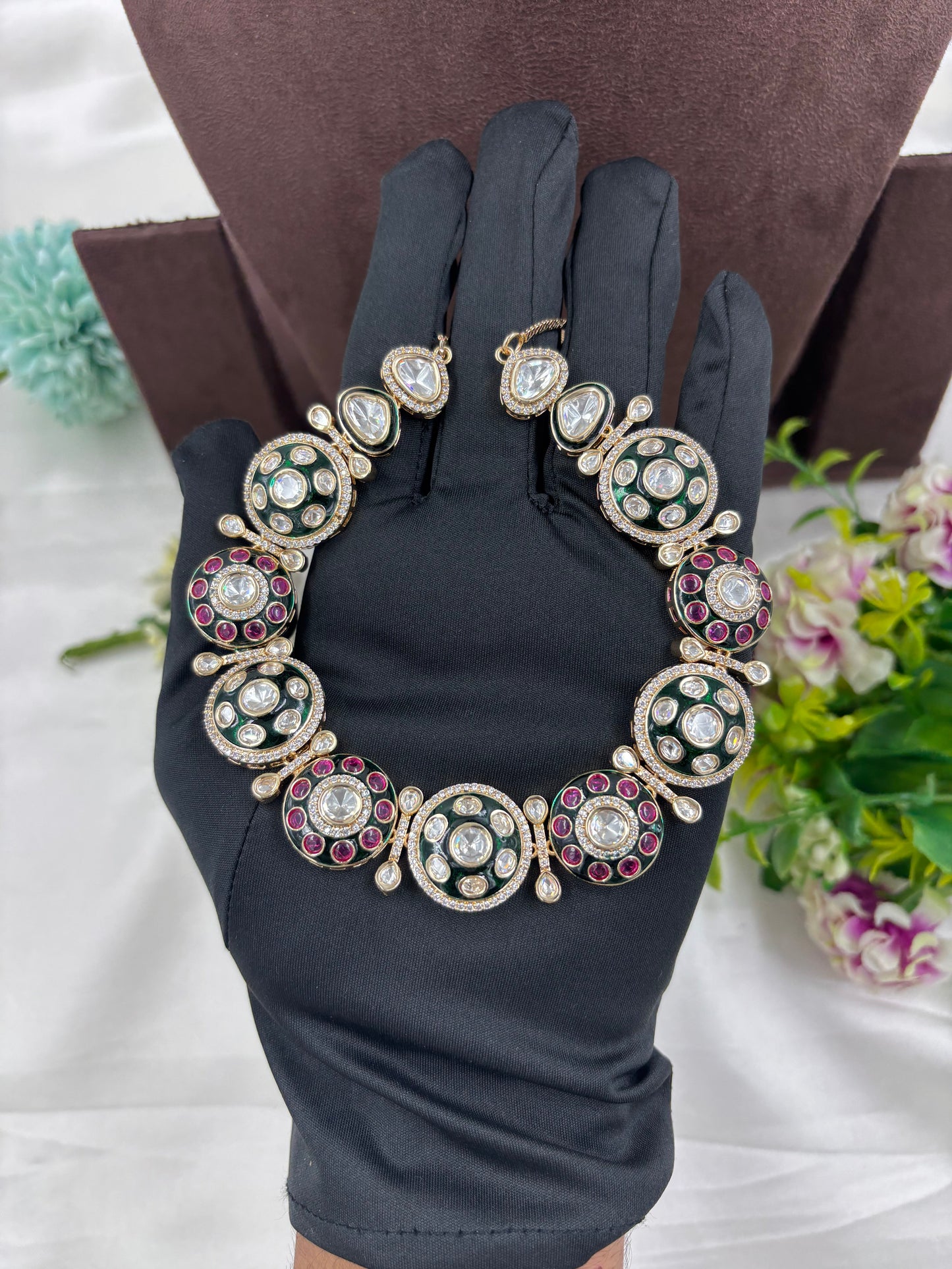 ZAYRA KUNDAN PREMIUM MOISSANITE NECKLACE deta