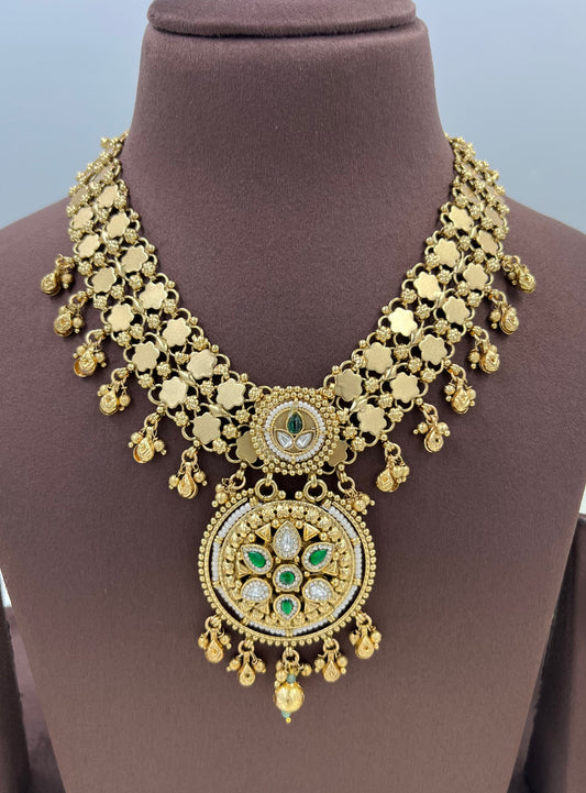 Rani Antique Gold Necklace Set