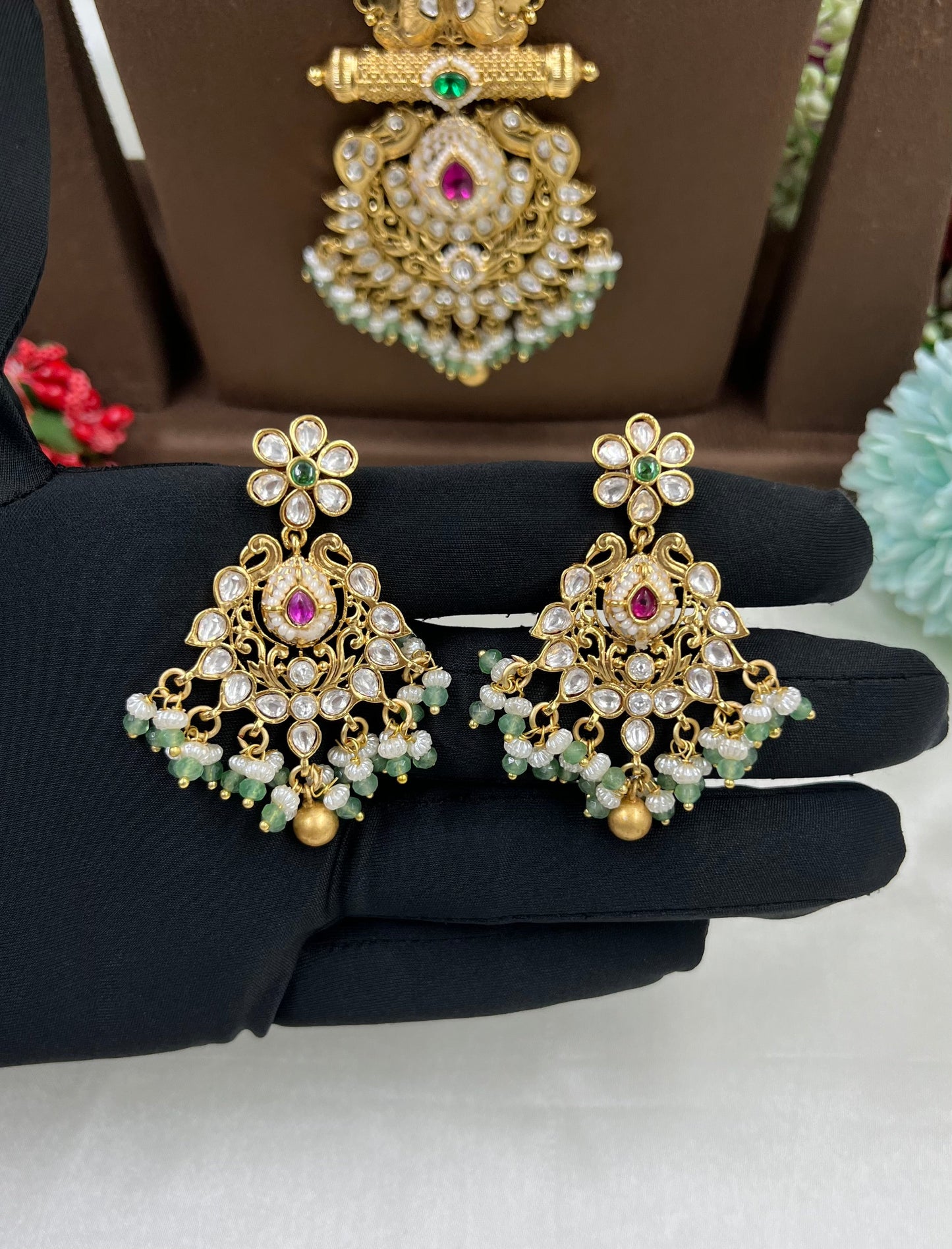 Ovi Antique Gold Long Necklace Set