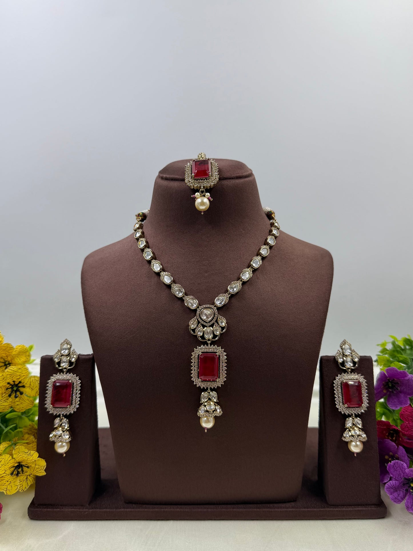Neha Victorian Moissanite Necklace Set