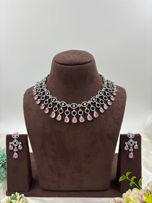 NORA American Diamond Necklace Set close-up view