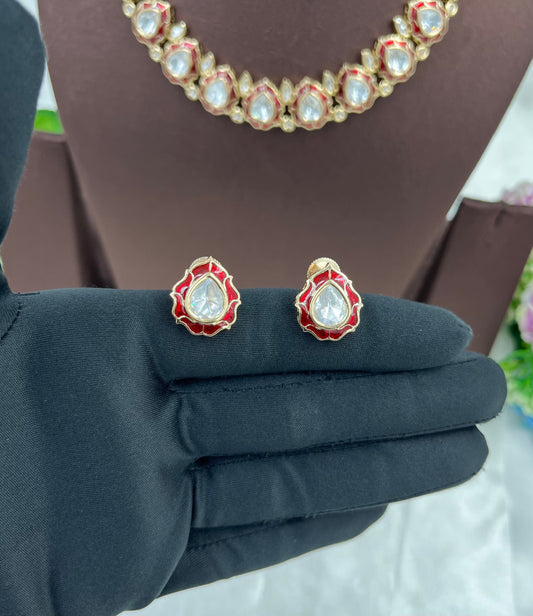 Petal whirl Premium Moissanite Kundan Necklace