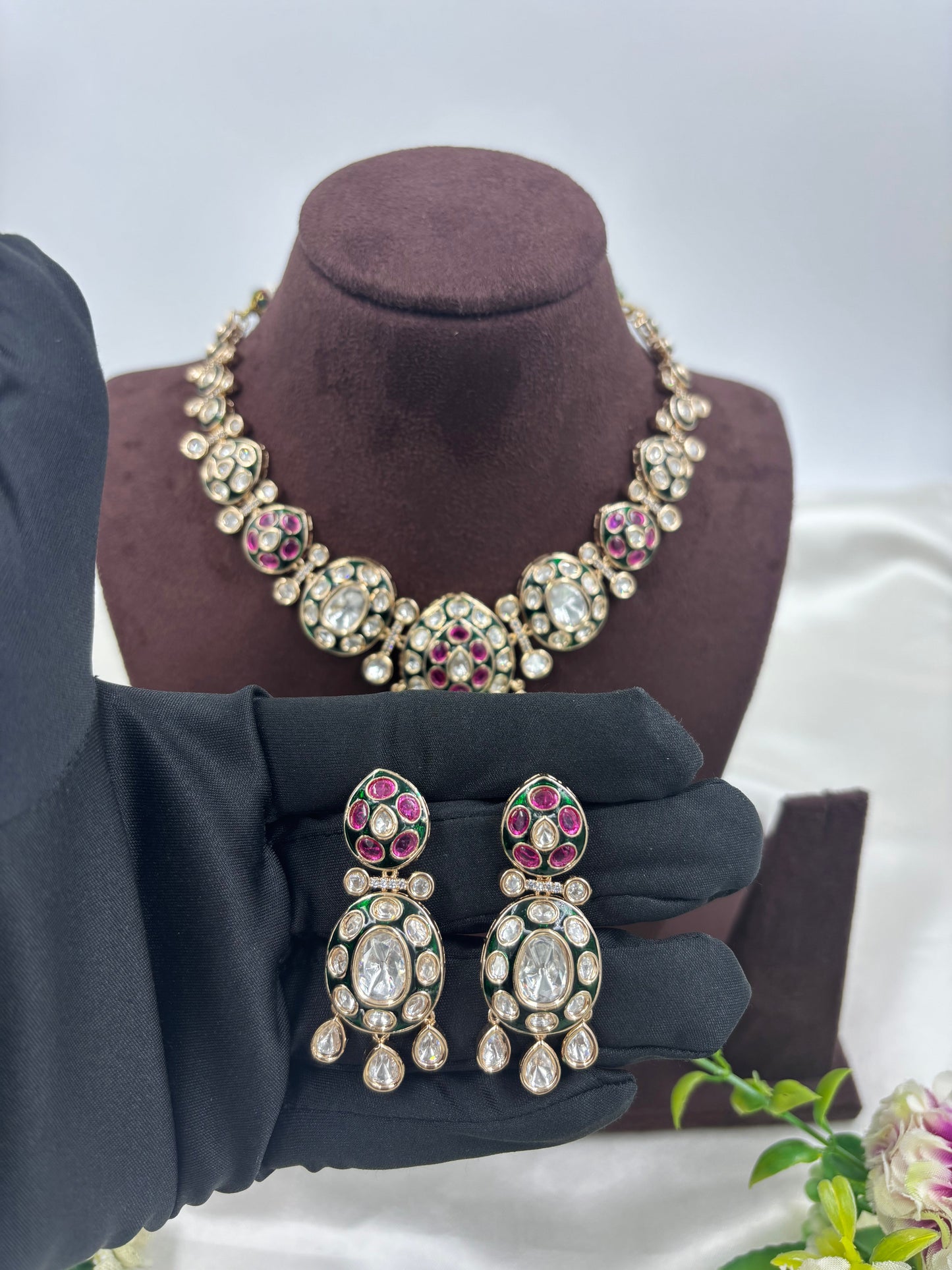 KAVINA KUNDAN PREMIUM MOISSANITE NECKLACE