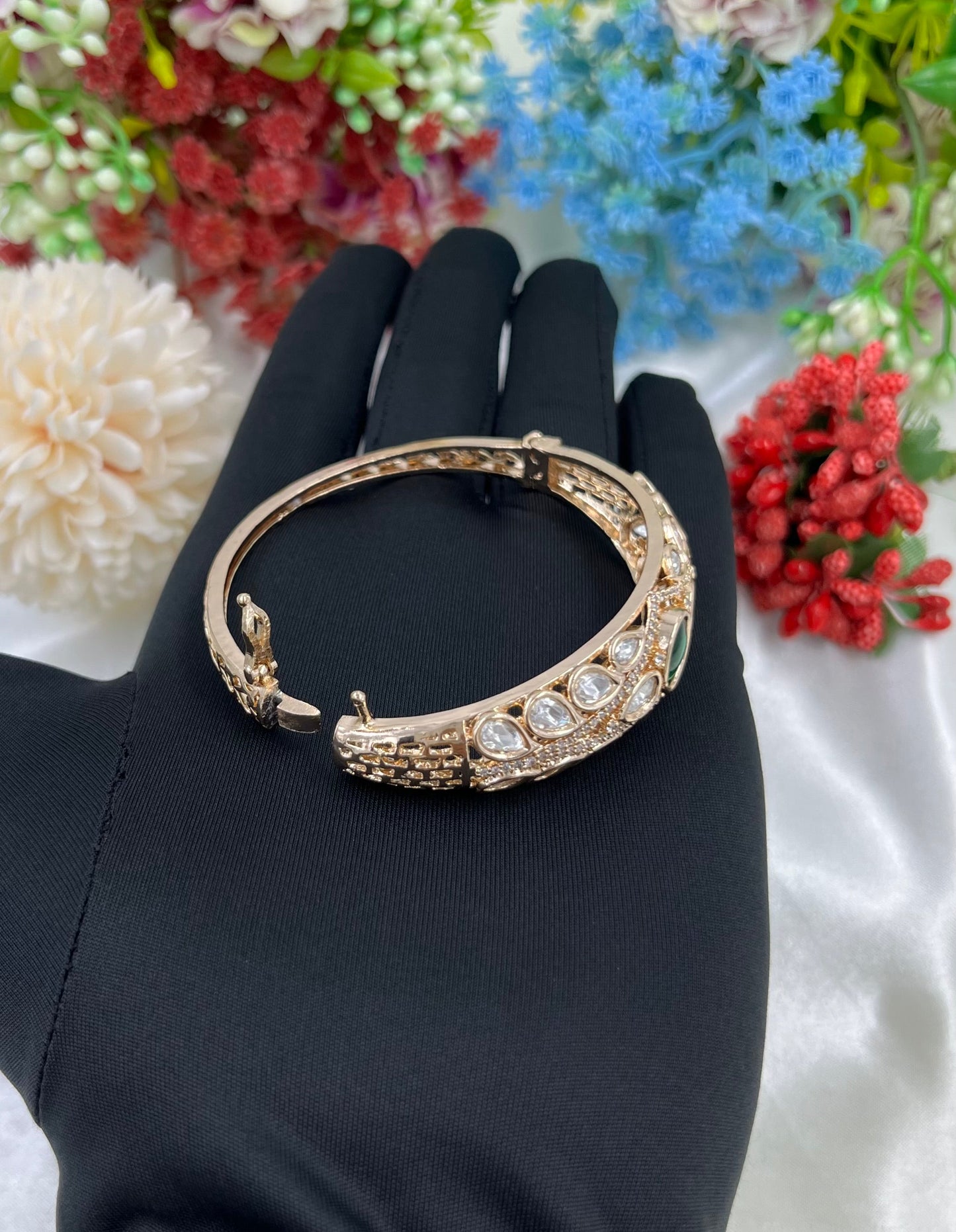 Ruby Moissanite Kundan Bracelet (Openable)