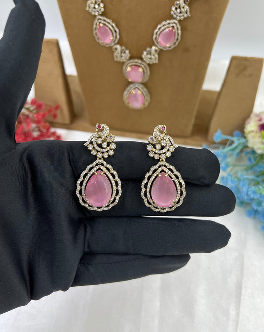 Delicate Pink Teardrop Long Necklace