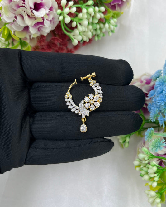 Ivory Bloom Gold AD Nose Ring