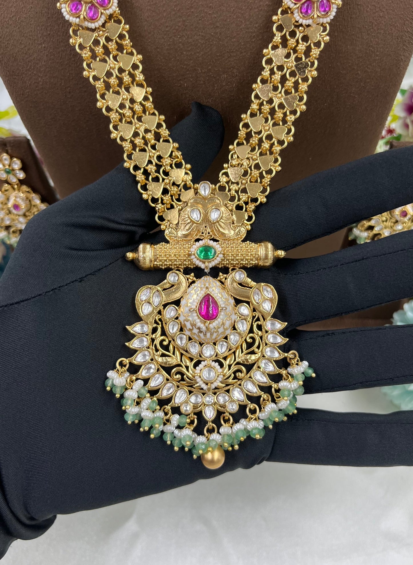 Ovi Antique Gold Long Necklace Set