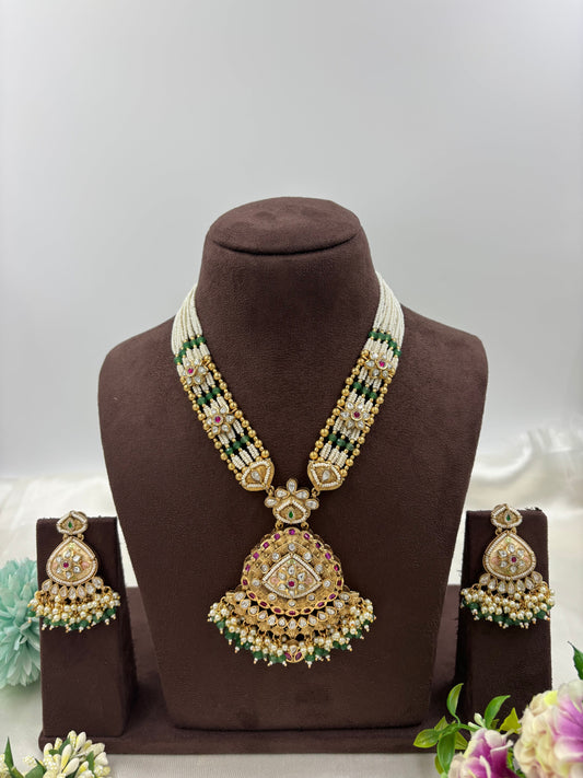 Indira Premium Antique Gold Necklace Set
