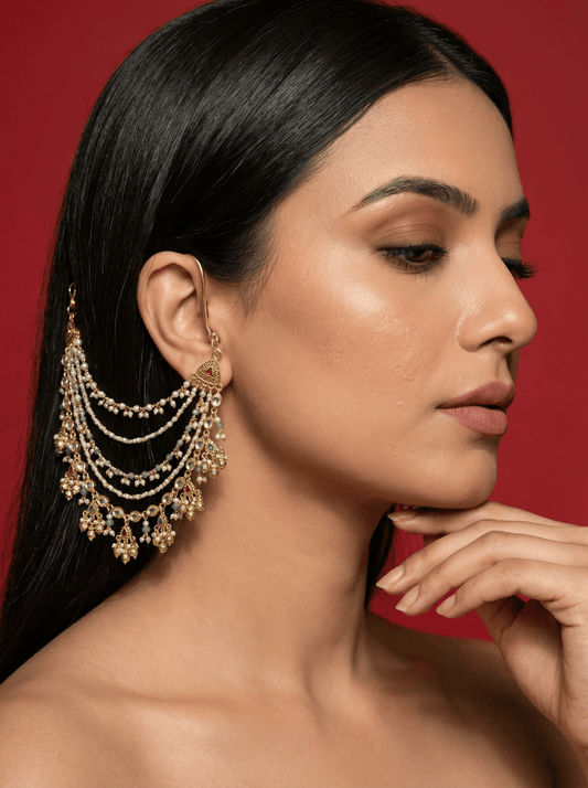 Ruchi Pachi Kundan Ear Chain