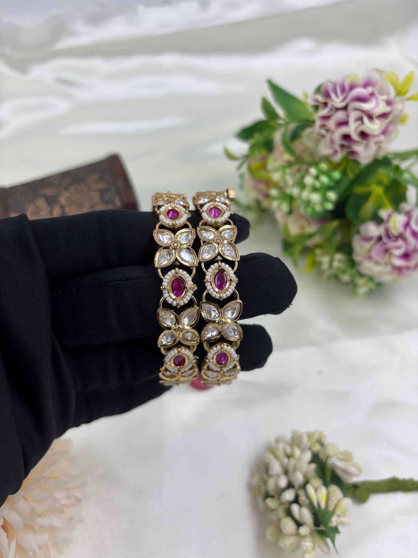Amaira Shine Moissanite Kundan Bangles