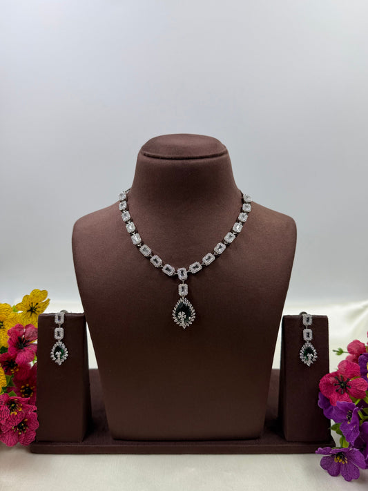 Suvarna American Diamond Necklace Set close-up view