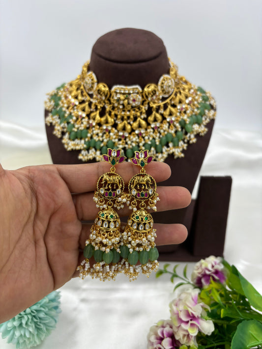 Mahira Premium Antique Gold Necklace Set
