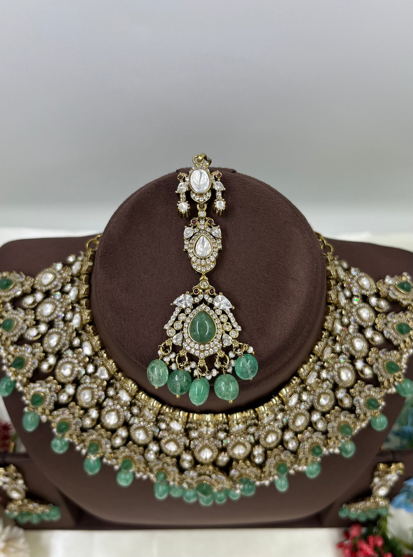Mohini Antique Premium Moissanite Kundan Necklace.