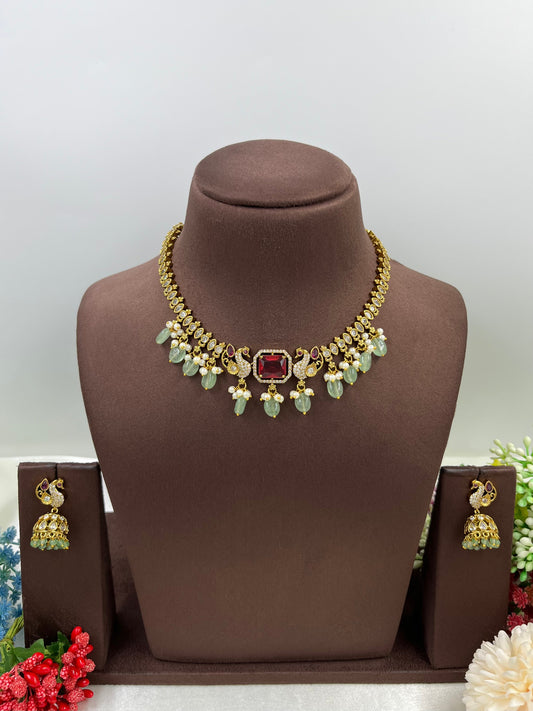 Tanvi Necklace Set worn styled with traditional outfit
