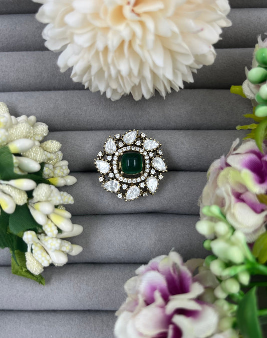 Ziva Floral Kundan Ring