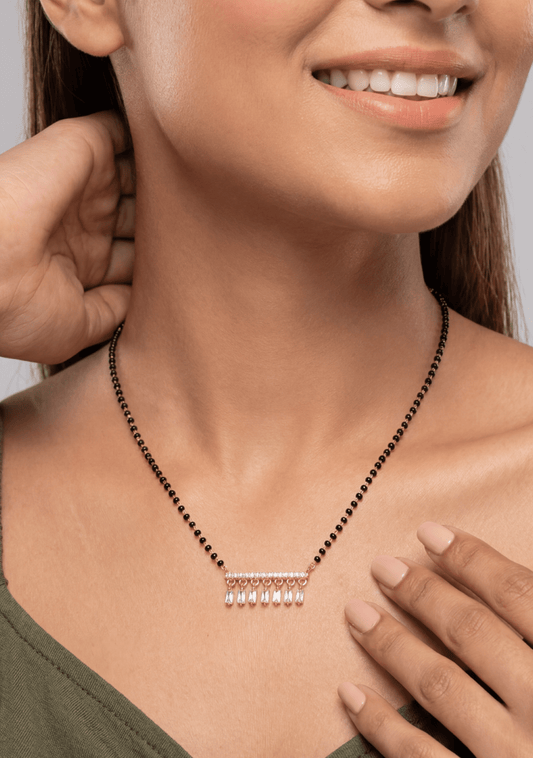 Dangling Mangalsutra close-up view