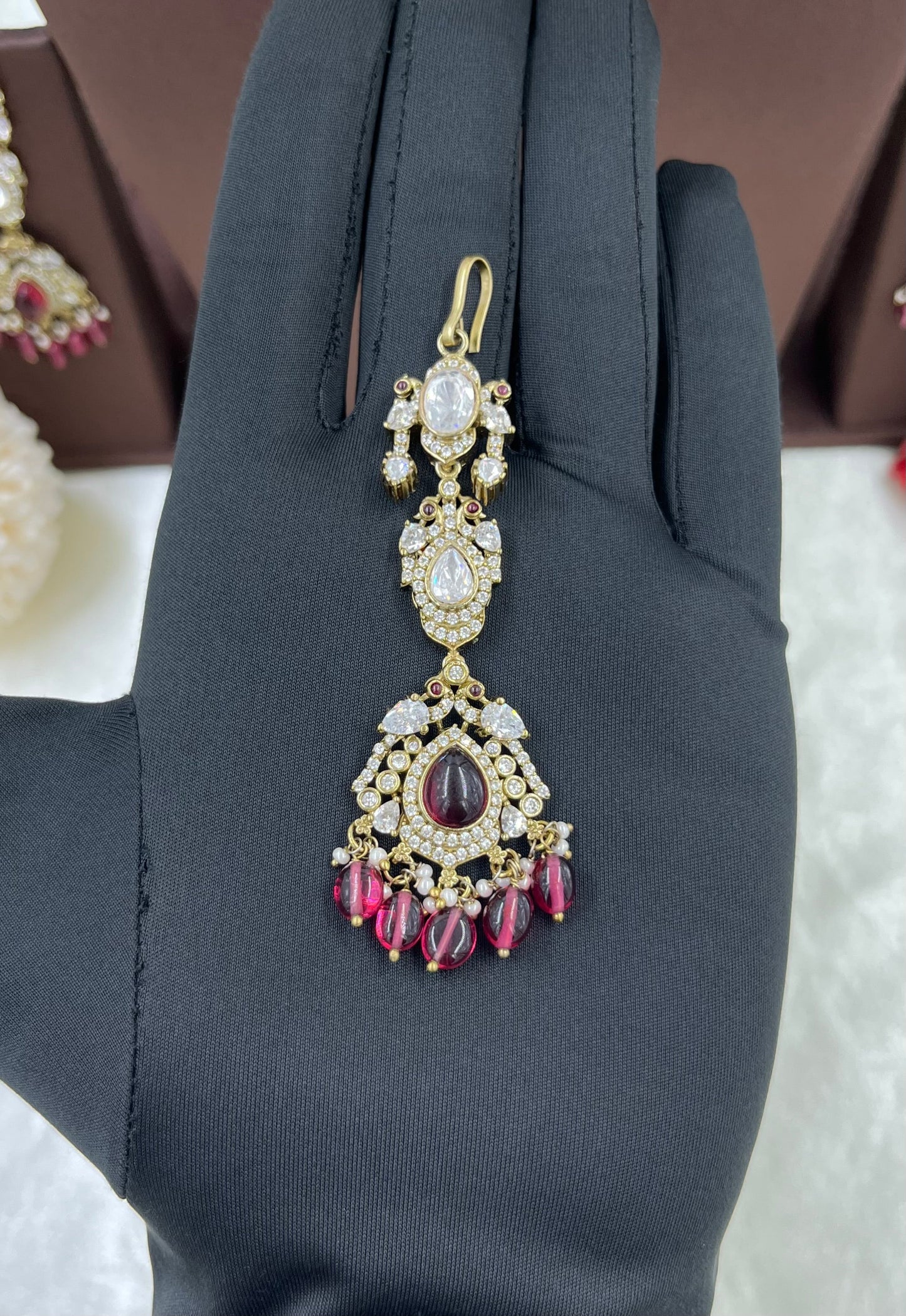 Mohini Antique Premium Moissanite Kundan Necklace.