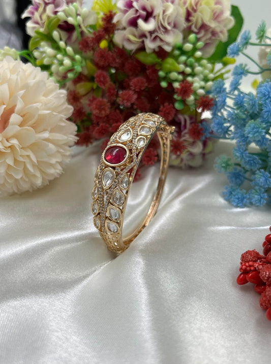 Ruby Moissanite Kundan Bracelet (Openable)