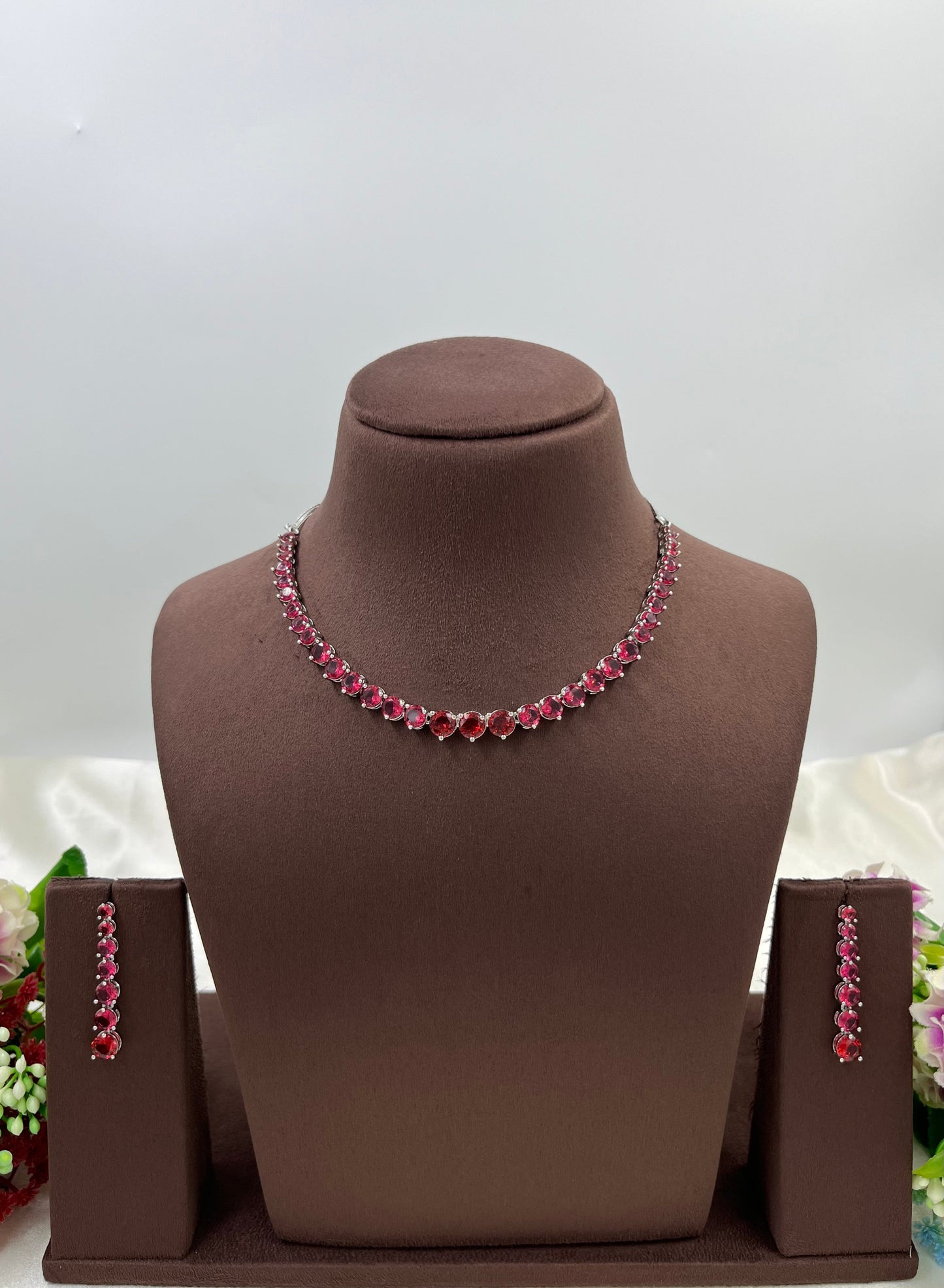 Meher Single line American Diamond Necklace