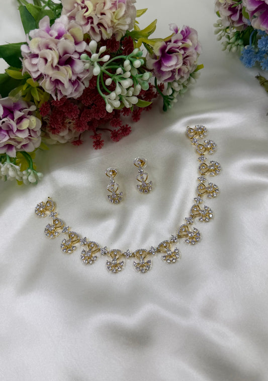 Bani American Diamond Necklace Set close-up view