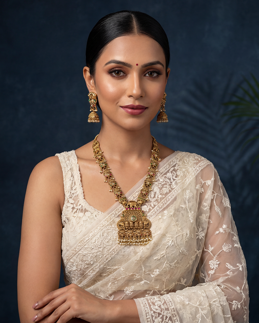 Suvarna Heritage Long Necklace Set close-up view