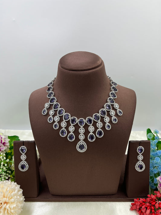 RINA American Diamond Necklace Set close-up view