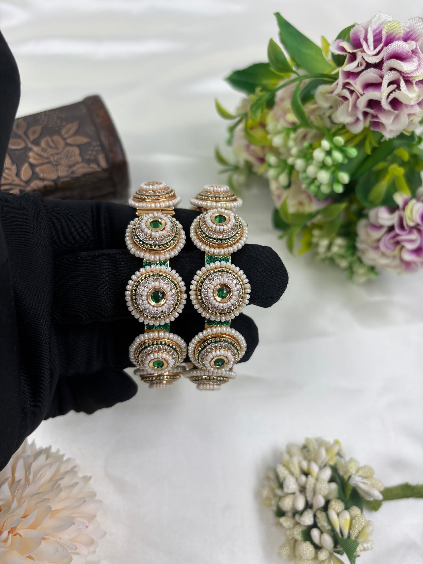 Rewa Moissanite Kundan Premium Bangles Set