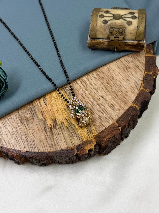 Cubic Mangalsutra worn styled with traditional outfit