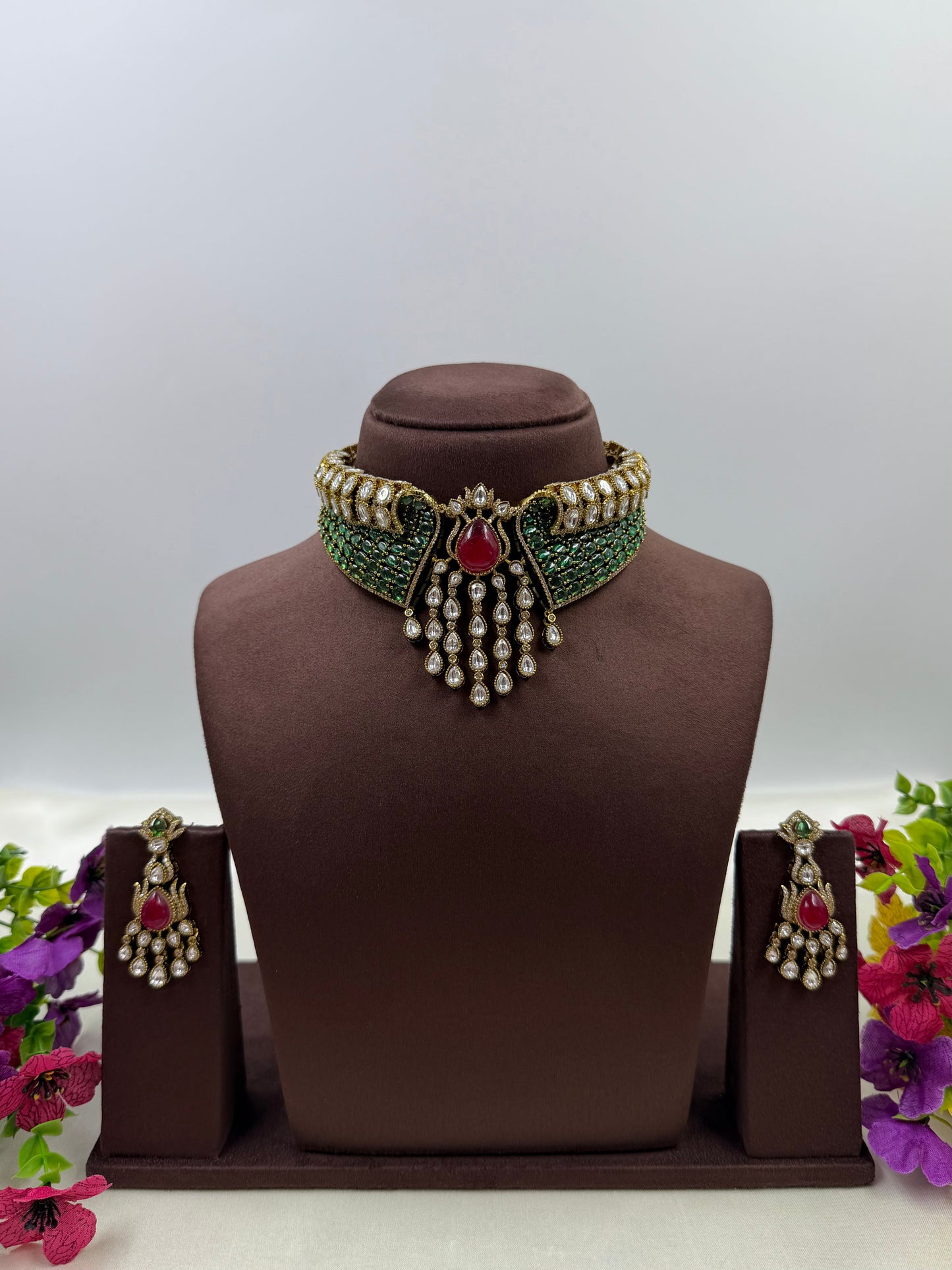 Ahilya Jaipuri Kundan Choker Necklace Set