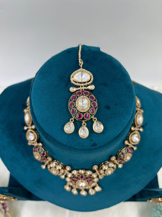 Disha Mina Kari Moissanite Kundan Necklace