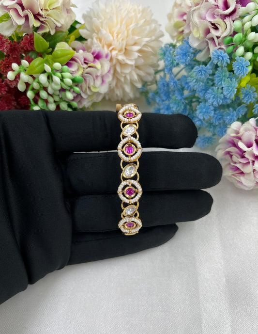 Riya Moissanite Kundan bracelet (Openable)