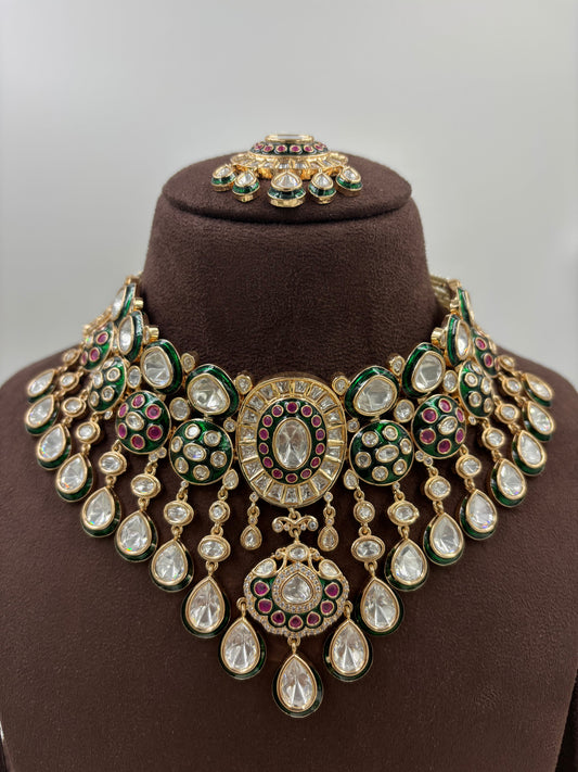 Naayab Vilasa Choker Moissanite Kundan Necklace.