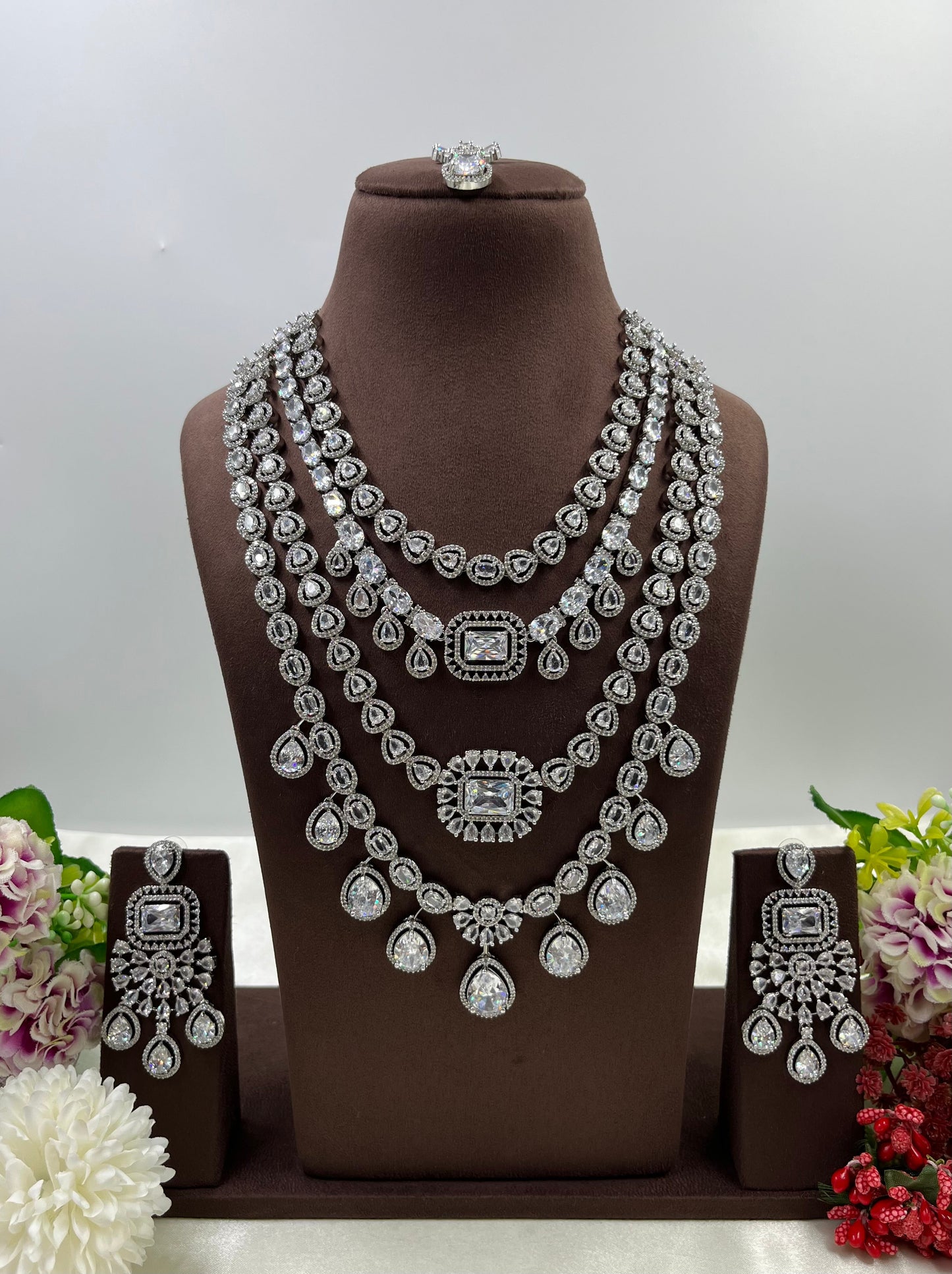 Chitra American Dimond Long Necklace Set
