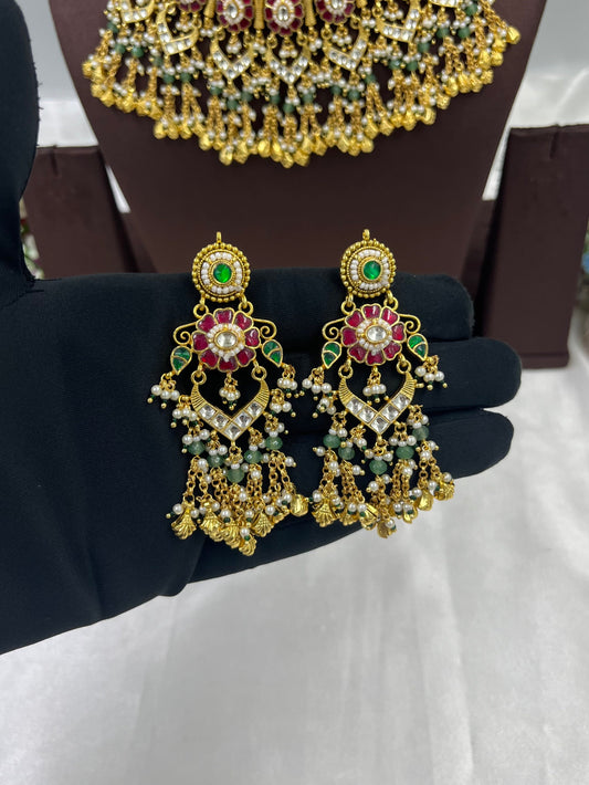 Krishi Premium Pachi Kundan Necklace