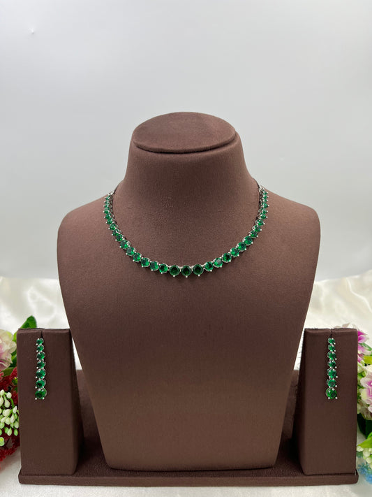 Meher Single line American Diamond Necklace
