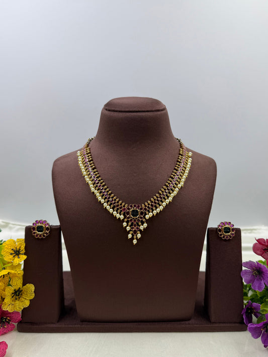 Madhuri Necklace Set worn styled with traditional outfit