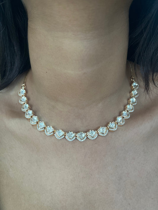 Zarira Sparkle Moissanite Kundan Delicate Necklace Set